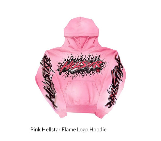 Pink Hellstar Flame Logo Hoodie